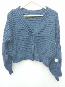 ◇ Heather ヘザー 長袖 ニット カーディガン サイズF ネイビー レディース P