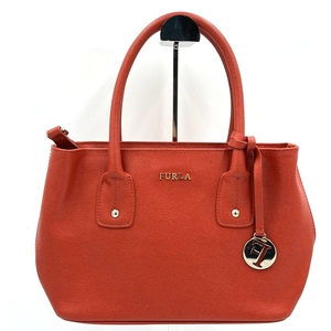 1円～　80　同梱不可　①　FURLA　フルラ　ハンドバッグ　ショルダーバッグ　2way　レッド　ロゴ　チャーム　レザー　