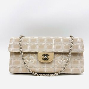 シャネル CHANEL ニュートラベルライン チェーンショルダーバッグ ベージュ シルバー金具 セミショルダー 肩掛け　レディース 6-8-004