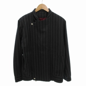 ヴィヴィアンウエストウッドマン Vivienne Westwood MAN 17AW ジャケット ブルゾン チョークストライプ 裏地 総柄 ウール 50 XL 黒