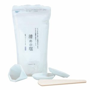 神棚の里(Kamidananosato) 簡単八角盛り塩セット 清めの塩500ｇ+固め器+八角皿2枚入り ホワイト 小