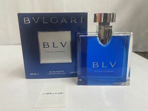 HR☆ 極美品 BVLGARI BLV POUR HOOM EAU DE TOILETTE 元容量 100ml ブルガリ ブルー プールオム 箱付き 香水 メンズ 