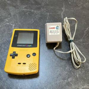 ☆動作品 Nintendo 任天堂 ニンテンド GAMEBOY COLOR ゲームボーイカラー CGB-001 イエロー ゲーム機 アダプタ付(中古品/現状品/保管品)☆