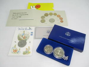 2407014-005 1986年 アメリカ リバティ 1ドル銀貨/2002年 ピーターラビット 100周年 1クラウン/2005年 ミッフィー 記念硬貨 計3点