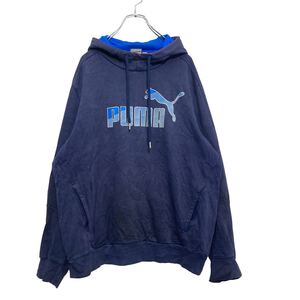 PUMA ロゴスウェットパーカー Lサイズ プーマ スポーツ 紺 ネイビー 古着卸 アメリカ仕入 a510-5011