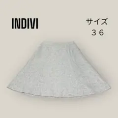 【INDIVI】 インディヴィ （36） カラーネップフレアスカート