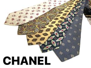 ○CHANEL シャネル ネクタイ　5本セット ココマーク 柄 まとめ 送料185円〜（追跡付）　ブランドネクタイ 