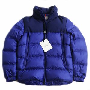 未使用品●19-20AW MONCLER モンクレール FAIVELEY／フェヴレ ロゴワッペン付き フーデッドダウンジャケット ブルー 3 正規品 メンズ