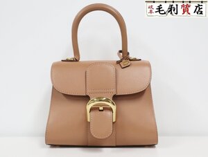 デルヴォー DELVAUX ブリヨン ミニ ボックスカーフ ベージュ ハンドバッグ Brillant Mini AA0406AAM024FDO 美品 バッグ