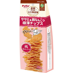 ペティオ 素材そのまま 完全無添加 ササミ＆鶏なんこつ パリッと 極薄チップス 45g 犬用おやつ