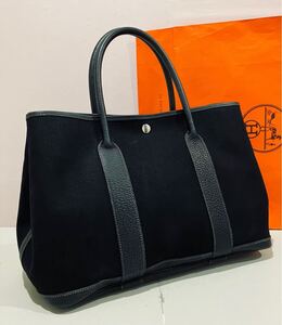 HERMES ● 極上美品 バッグ ガーデンパーティPM □I ブラック バック エルメス 黒 トートバッグ