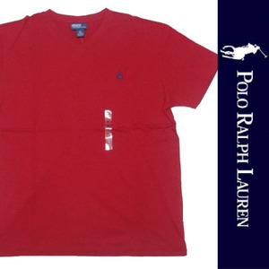 新品 POLO RALPH LAUREN S/S T-SHIRT ポロ ラルフローレン Vネック 半袖 Tシャツ レッド ポニー カットソー RL M 正規品 012