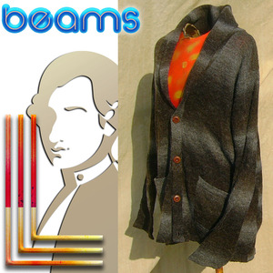 即決◆BEAMS HEART◆マロンボーダリックjk◆L◆古着