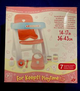 人形用ハイチェアセット JCトイズ Keeps Playtime! Baby Doll High Chair Fits Dolls UP to 17 S 7000円〜1万5千円の商品 海外輸入品 新品