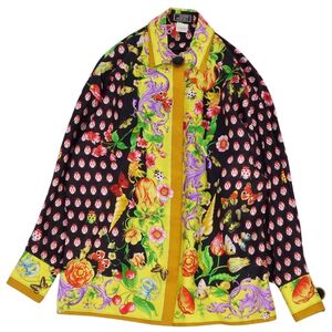 美品 Vintage ジャンニヴェルサーチ GIANNI VERSACE ボタンダウンシャツ ブラウス 長袖 総柄 メデューサ シルク 38(S) ce01dr-rm10f12998