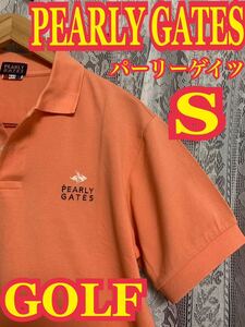 PEARLY GATES パーリーゲイツ　半袖ポロシャツ　GOLF 刺繍ロゴ　スポーツウエア　Sサイズ