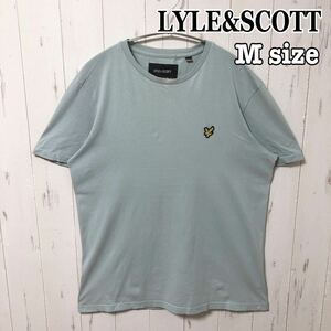 LYLE&SCOTT ワンポイント Tシャツ 半袖 水色 コットン Mサイズ 輸入 古着 ライル&スコット