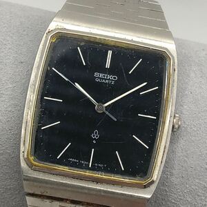 SEIKO セイコー 7830-5150 QZ クォーツ スクエア ブラック文字盤 腕時計 945257 シルバー　3針　動作未確認　B-040