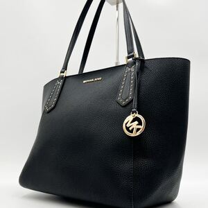 【極美品】MICHAEL KORS マイケルコース トートバッグ ショルダー 肩掛け レザー シボ革 チャーム A4 PC ビジネス 通勤 メンズ レディース