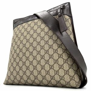 1円《 正規品・希少モデル 》GUCCI グッチ ショルダーバッグ メンズ GG スプリーム レザー PVC 斜め掛け クロスボディ ロゴ ベージュ