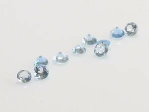 キレイ 濃いめのアクアマリン 2mmラウンドのロット 10ケで0.37ct