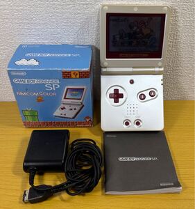 GBA SP 本体 動作品【ファミコンカラー】箱 取説 スーパーマリオアドバンス2付き『ゲームボーイアドバンス NINTENDO』シリアルナンバー一致