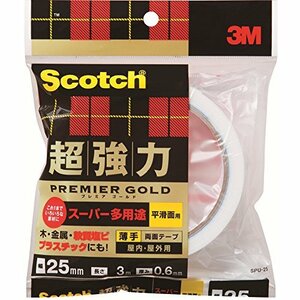 3M スコッチ超強力両面テープ プレミアゴールド スーパー多用途薄手 25mm×3m SPU-25