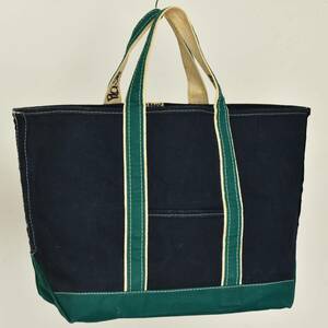 美品！ バキバキ！ 80s L.L.Bean デラックス BOAT AND TOTE キャンバス トートバッグ ビンテージ ネイビー グリーン ラージ