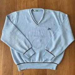 【激レアヴィンテージ】イタリア製　80s PUMA ニット　Ｖネック