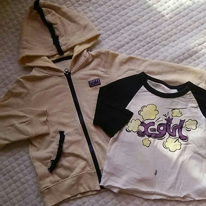 中古品 X-girl 2T ロンT 4T フリンジパーカー