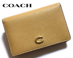 特価！ 人気 COACH コーチ クロスグレイン レザー ビジネス カードケース 名刺入れ CH800 トフィー(ベージュ系) 新品本物