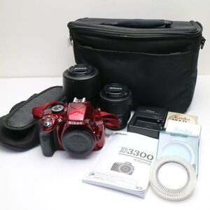 美品 Nikon D3300 ダブルズームキット レッド 即日発送 Nikon デジタル一眼カメラ デジタルカメラ あすつく 土日祝発送OK