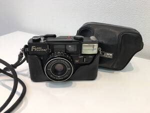 【動作未確認】FLASH FUJICA Date フィルムカメラ 黒 レトロ カバー付き ※ジャンク品 カバー劣化有り