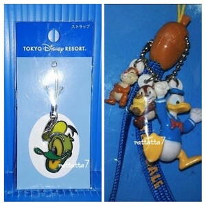 ☆TDL☆Disney☆Donald Duck☆ドナルドダック☆チップとデール☆ストラップ☆セット☆チップ＆デール☆コックさん☆東京ディズニーランド