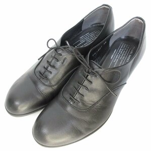 美品 TRAVEL SHOES by chausserトラベルシューズバイショセ レザーレースアップウエッジソールシューズ TR-007 39 24.5cm ブラック ◆