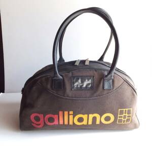 John Galliano　ジョンガリアーノ　ボストンバッグ　PARIS　ビンテージ　茶ブラウン　レザーハンドル　ハンドバッグ　スポーツバッグ