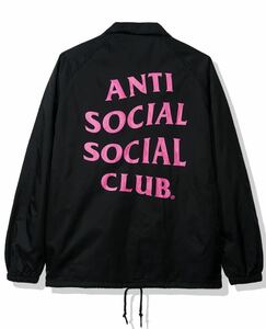 ★送料込★未開封★ ANTI SOCIAL SOCIAL CLUB コーチジャケット 未使用 アンチソーシャルソーシャルクラブ バックロゴ assc 黒 ピンク