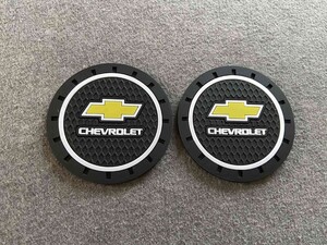 ★シボレー CHEVROLET★22★ドリンクホルダー　コースター　2個セット　直径70ｍｍ　シリコーン製　カップパッド