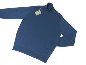  メンズ M ジョンスメドレー 最高級メリノウール タートルネックセーター LEVINE SMOKE BLUE JOHN SMEDLEY イギリス製★