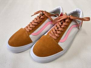 VANS OLD SKOOL オレンジ系 白 スエード キャンバス ピンクライン US12 (30cm) バンズ オールドスクール アメリカ企画限定!!