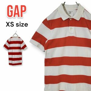 GAP ギャップ ボーダー 半袖ポロシャツ オレンジ/白 XSサイズ 古着女子にも 匿名配送