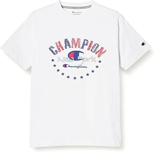 チャンピオン Tシャツ UVカット 速乾 軽量 ロゴ ショートスリーブTシャツ メンズ スポーツシャツ　ホワイト　サイズL