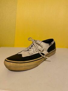 VANS レザー スニーカー ウィングチップ　白×黒コンビ　サイズUS10