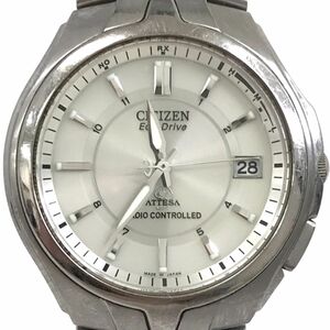 美品 CITIZEN シチズン ATTESA アテッサ Eco-Drive エコドライブ 腕時計 H410-T007627 電波ソーラー アナログ カレンダー チタン 動作OK