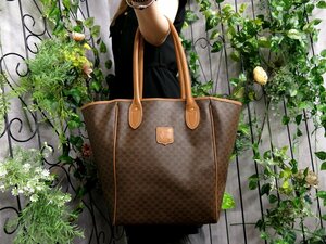 ●超美品●CELINE セリーヌ●マカダム●PVC カーフ レザー 本革●トート バッグ●ブラウン系●G金具●ヴィンテージ●A4 収納 書類●Js47336