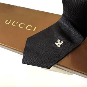 美品 GUCCI ネクタイ シルク100% ブラック 2410-531