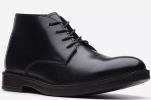 送料無料 Clarks 27cm チャッカ ブーツ ビジネス ブラック 黒 レザー スニーカー プレーン オフィス レザー フォーマル スーツ XXX321