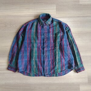 OLD GAP　90s ボタンダウンシャツ　レディース　サイズ XL　オールドギャップ　長袖シャツ　チェックシャツ　ビンテージ　a92