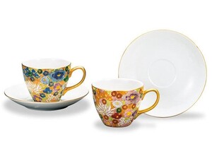 九谷焼！ ☆金花詰・ペアカップ＆ソーサー☆　AP7-909 新品 茶器 コーヒー 紅茶 ミルク ラテ エスプレッソ ギフト