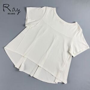 美品 Ray BEAMS レイ ビームス クルーネックTシャツ 半袖カットソー トップス レディース 白 ホワイト サイズS*RC1368